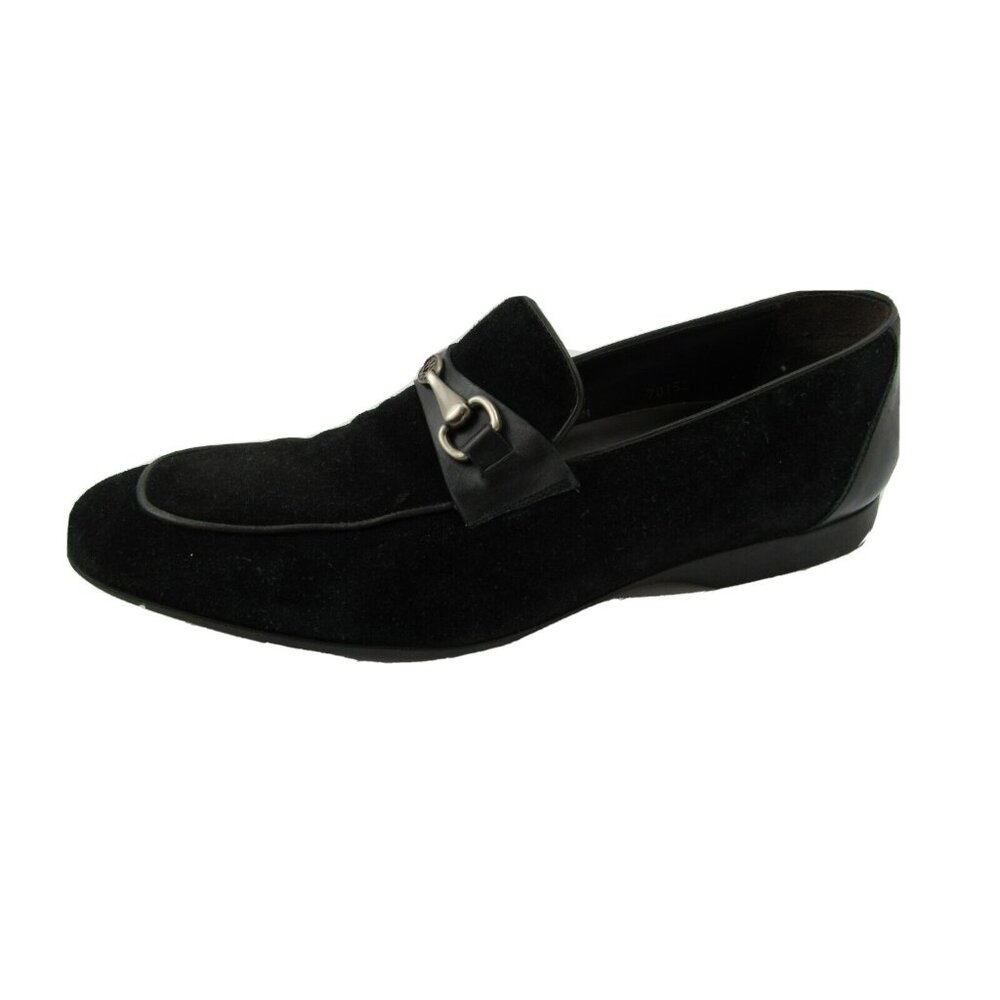 Mezlan Mens Black Suede Loafer Dress Shoes 9 Horse Bit Slip On